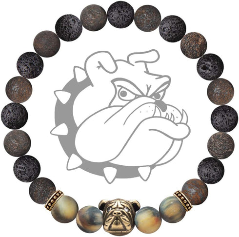 Karseer Dog Mascot Natural Onyx and Lava Rock Beads Bracelet Friendship Jewelry Gift Unisex...