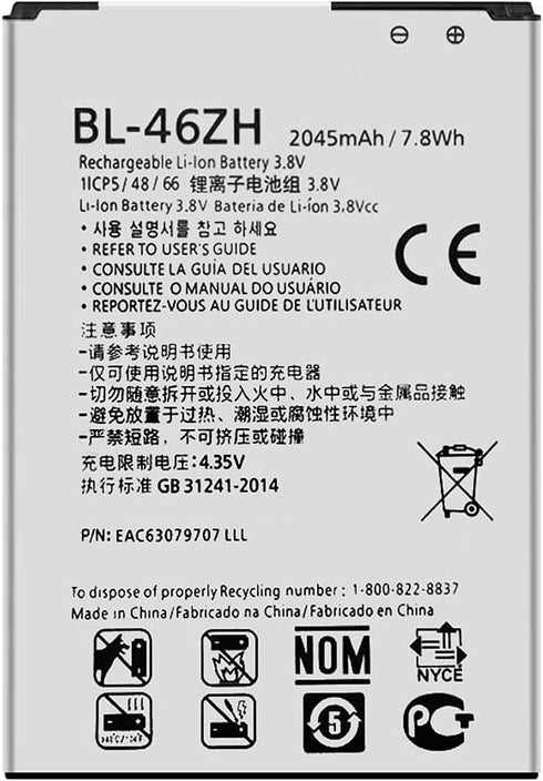 DDONG BL-46ZH Battery for LG Leon Tribute 2 K7 LS675 D213 H340 L33 X210 Replacement Battery...