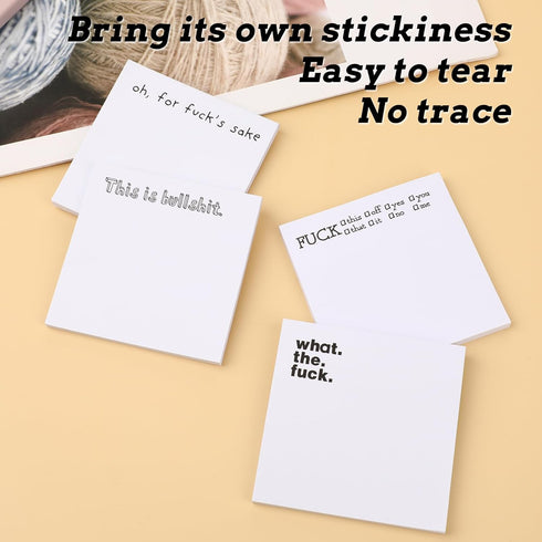 4 Pieces Funny Sticky Notes for Adults, F*ck Sticky Note, Oh, for Fu*k's Sake Novelty Memo Pads, This is Bullshit, Rude Notes Office Supplies, Spo...
