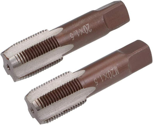 uxcell Metric Hand Tap M20 Thread 1.5 Pitch 4 Straight Flutes H2 Alloy Tool Steel Bottom & Taper Screw Tap Set Tapping Tools for Repairing 1 Pair...