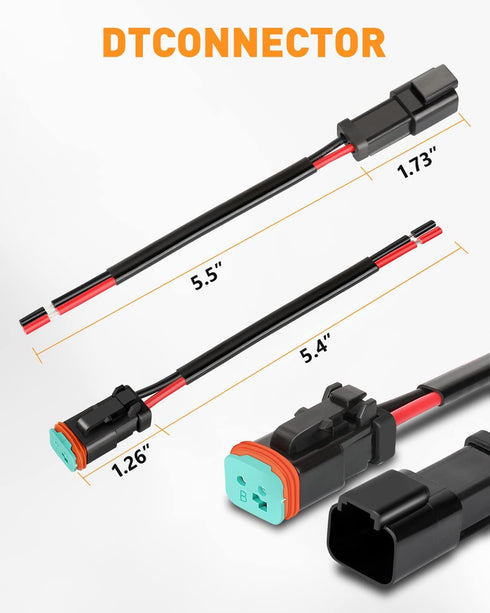 NAOEVO 2 Pin DT Connectors Waterproof, 2 Wire Connector 16 AWG Automotive Electrical Connector, 2 Pin Connectors Male and Female Wire with Heat Sh...