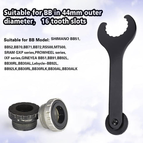 Bicycle Wrench Bottom Bracket Spanner Carbon Steel Install Removal Spanner Wrench Black Bicycle Axle Wrench Tool for Shimano Hollowtech 2?22CM Len...