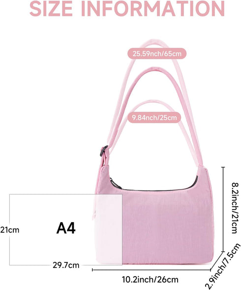 Mini Nylon Shoulder Bag for Women Small Crescent Purse Adjustable Quilted Strap for Travel Casual Everyday...