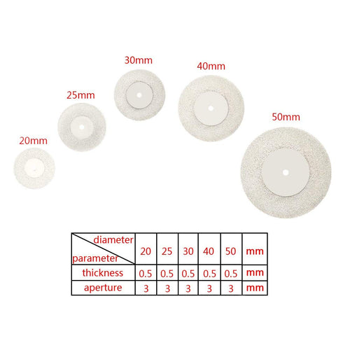 Set of 5 20/25/30/40/50mm Diamond Cutting Wheel Discs Set Mini Circular Saw Blades for Electric Drill Rotary Tools with Die Grinders...