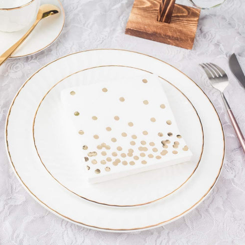 80 Pack of White Paper Cocktail Napkins with Gold Foil Polka Dot Confetti?Polka Dot Party Supplies(5 x 5 in?3-ply) (gold)...
