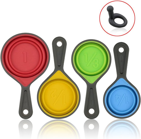 leepiya Measuring Cups and Spoons set, Collapsible Measuring Cups, 8 piece Measuring Tool Engraved Metric/US Markings for Liquid & Dry Measuring, ...