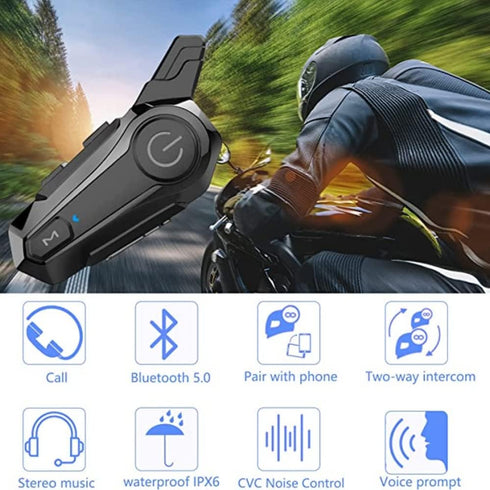 eECO-FLYING Motorcycle Bluetooth Headset,1000m Intercom Motorcycle Helmet Headset with CVC Noise Cancellation IPX6 Waterproof 2 Riders Motorbike I...