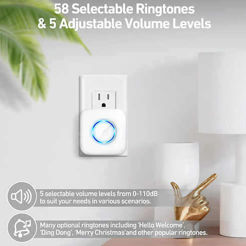 Door Chime, Satisure Wireless Door Open Contact Sensor Alarm Chime with 600 FT Range 58 Chimes 5 Volume Levels LED Indicators, Door Ringer Alert f...