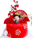 Traditional Chinese Wedding Cake Toppers - Set of 7 - Queen Figurine, Plum Blossom, Phoenix, 3 pcs Fans and Doll Base...