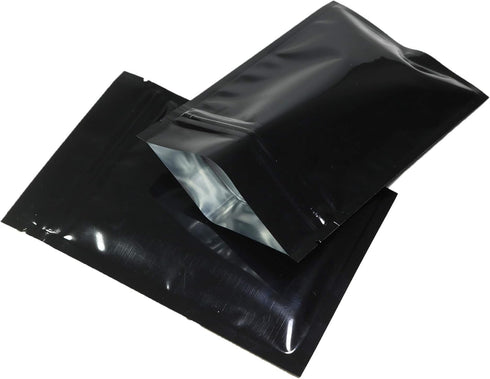 QQ Studio 100 Durable Double-Sided Metallic Foil Flat Style Zip Closure Locking Bag 7.5x10cm (3x4) (Black)...