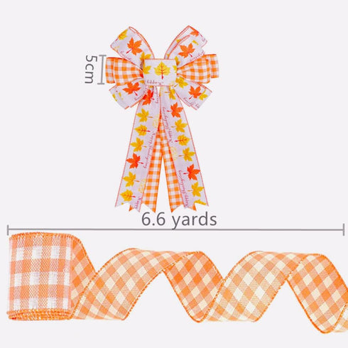 Pumpkin Orange and White Gingham Buffalo Plaid Ribbon? Autumn Thanksgiving Wired Edge Ribbon Halloween Christmas Wrapping Ribbon Wired Craft Decor...