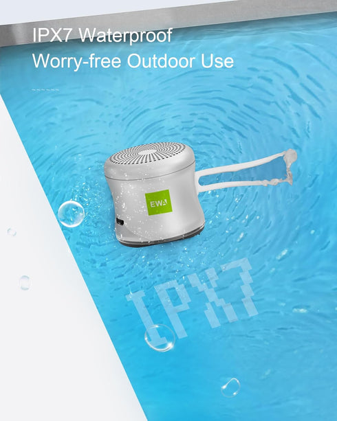 EWA A119 Mini Bluetooth Speaker with Lanyard, Small speaker with Bass Radiator, IPX7 Waterproof, Tiny but Powerful, Super Cute Metal Wireless Port...