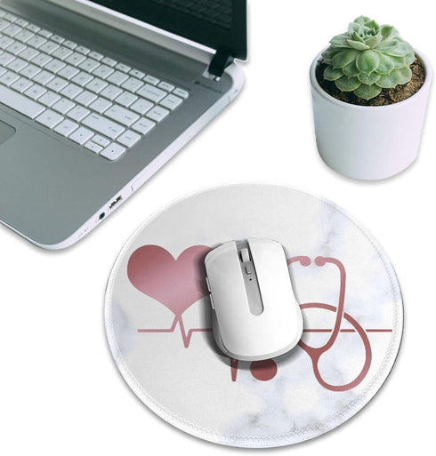 Mouse Pad Nurse Doctor Heart Stethoscope Marble Mouse Pads for Desk, Stitched Edge Mousepad with Non-Slip Rubber Base, Gaming Mouse Mat for Comput...
