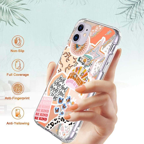 Aesthetic cute collage pattern for women girls protective case for iPhone 11, Trendy Designed sunshine pattern TPU bumper Shockproof iPhone Case S...