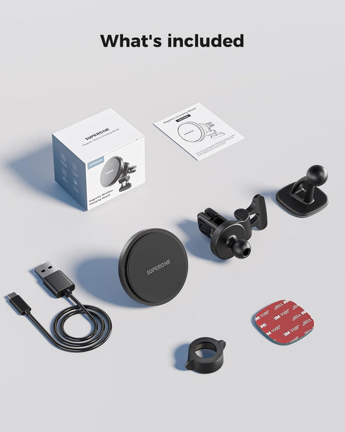 SUPERONE for MagSafe Car Mount Charger, Magnetic Wireless Car Charger Phone Holder 15W Fast Charging Car Holder Vent Mount only for iPhone 15 Pro ...