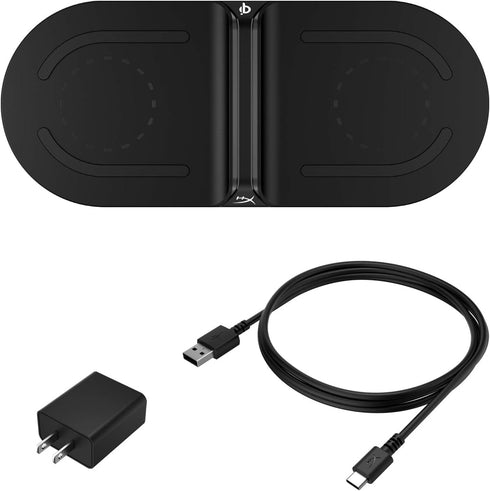 HyperX Chargeplay Base - Qi Wireless Charger, Qi Certified, Dual Wireless Charging Pads Charge Up to Two Devices, Battery Indicators, AC Wall Adap...