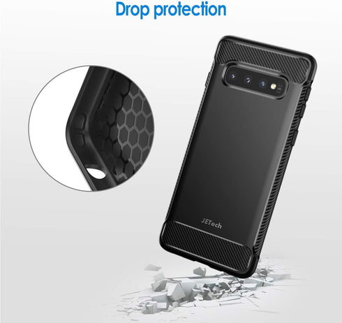 JETech Slim Fit Case for Samsung Galaxy S10, Thin Phone Cover with Shock-Absorption and Carbon Fiber Design (Black)...