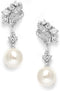 Mariell Pearl Drop Wedding Bridal Earrings, Cubic Zirconia and Pearl Drop Earrings for Brides, Bridesmaid...