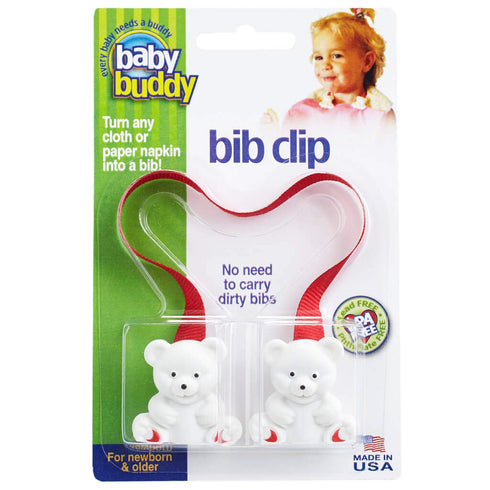 Baby Buddy Bib Clip, Newborn Must Have and Travel Essential, Turn Any Cloth, Towel, or Napkin into a Bib for Feeding or Teething, Red, 1 Pack - Ma...