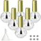 Empty Nail Polish Bottles Gold Top, 6PCS 10ML Empty Glass Fingernail Polish Bottles, Pumpkin Shape Refillable Clear Bottles with Funnel & Mixing B...