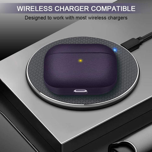 Upgrade Cover Compatible with Airpods Pro Case, Leather Texture Full-Body Protective Case Cover Compatible with Airpods Pro,Wireless Charging and ...