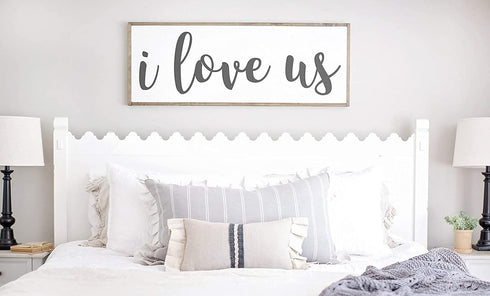 Tamengi I Love Us Wood Sign - Rustic Farmhouse Decor - 6x20inch - Red, White, Black - Wall Mount - Home Decor, Events...