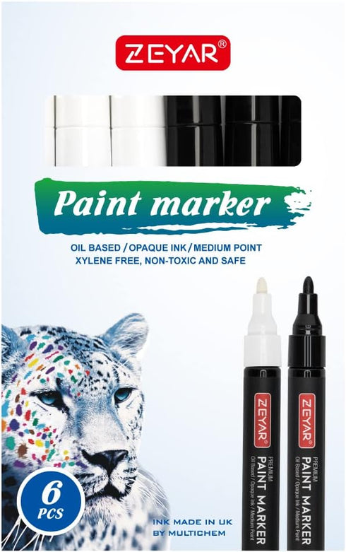 ZEYAR Permanent Oil-Based Paint Markers, Medium Point, Waterproof ink, Expert of Rock Painting, Great on Mug, Rock, Glass, Canvas, Metal and more ...