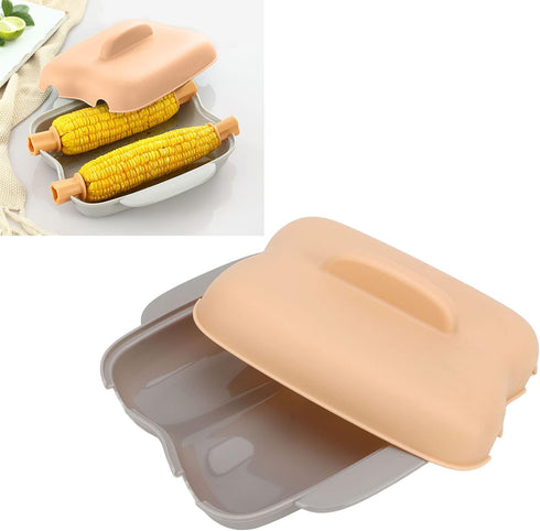 Microwave Corn Cooker, 7-8 Minute Steamed Corn, Lightweight, Microwave Dishwasher Safe with Handle for Kitchen (Pink)...
