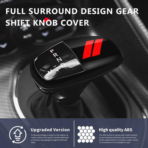 auovo Gear Shift Knob Cover Trim for Charger Accessories Challenger 2015-2023 / Durango 2016-2023 (Black-Red)...