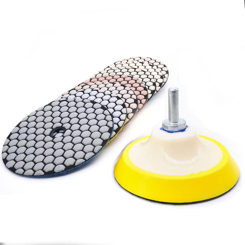 Dry Diamond Polishing Pads 4 Inch with Hook and Loop Backer Pad 5/8"-11 for Granite Concrete Marble Floor Drill Grinder Polisher...