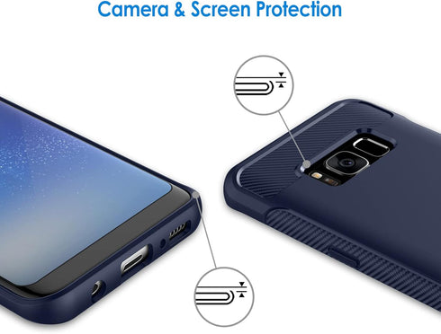 JETech Slim Fit Case for Samsung Galaxy S8, Thin Phone Cover with Shock-Absorption and Carbon Fiber Design (Blue)...