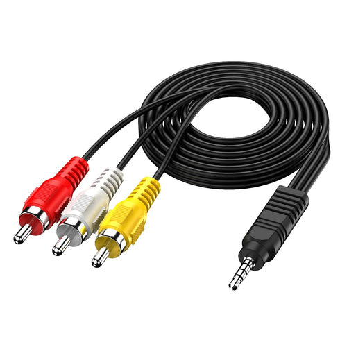 3.5mm to RCA Camcorder Handycam AV Audio Video Output Cable, 1/8" TRRS to 3 RCA Male Plug AUX Cable Cord for TV,Smartphones,MP3, Tablets,Speakers,...