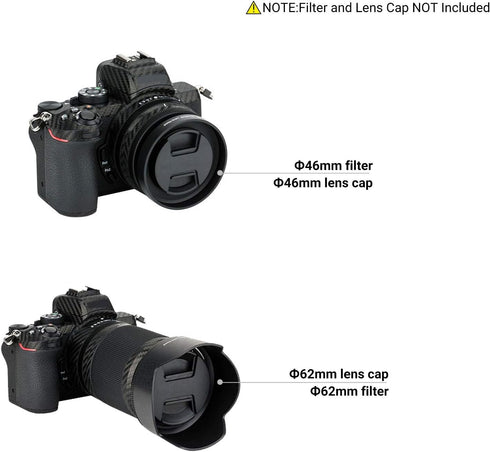 (1+1) Screw on + Bayonet Lens Hood Shade for Nikon Z30 Z50 Z fc Dual Lens Kit (Nikkor Z DX 16-50mm & 50-250mm) Replaces HN-40 and HB-90A Lens Hood...