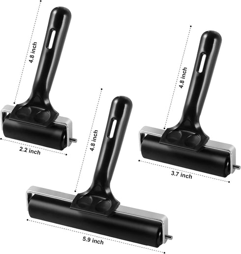 3 Pack Brayer Rollers for Crafting, Vinyl Rubber Roller Brayers, Printmaking Brayer Rollers for Cricut Maker, Gluing, Printing, Inking and Stampin...