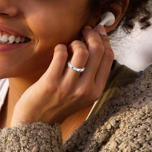 925 Sterling Silver Ring Bright Starry Night Ring Stud Sterling Silver Sparkling Cz Birthstone Jewelry for Women Teen Rings for Women Size7-9...