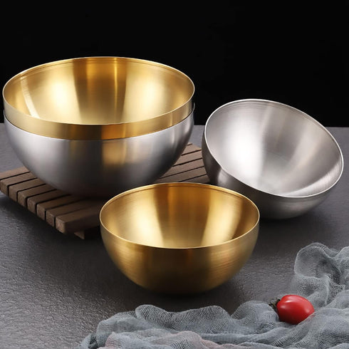 Stainless Steel Salad Bowls, Mixing Bowls, Nesting Bowls, Snacks Bowls, Serving Bowls for Mixing, Cooking, Baking, Prepping, Set of 2, Small & Lar...