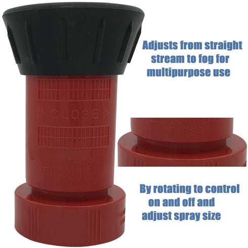 Happy Tree 1-1/2" NPSH Fire Hose Nozzle Polycarbonate Spray Jet Fog Industrial Fireman 1.5" Nozzle 75 gpm Fire Equipment FHSN02...