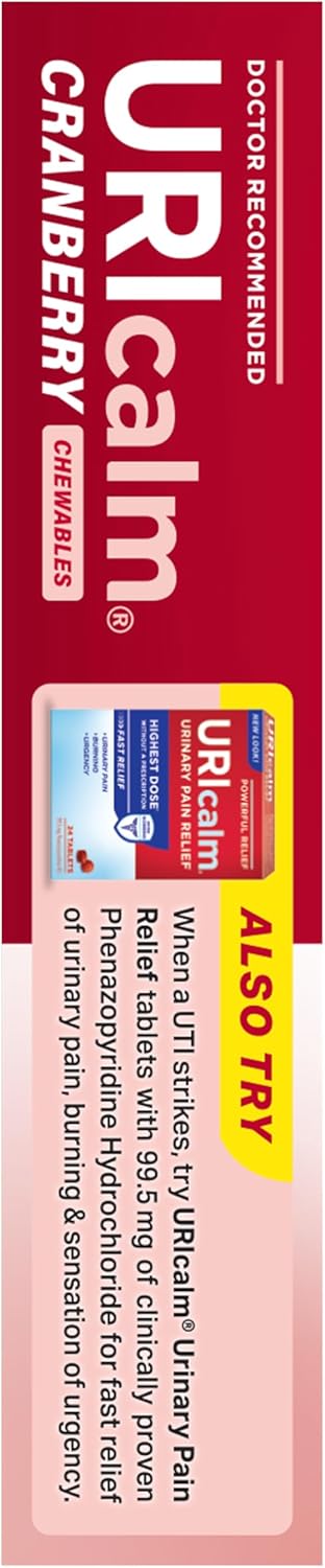 Uricalm Cranberry, Daily Dietary Supplement Chewable with D-Mannose, Berry, 60 Count...