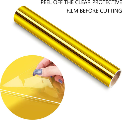 TECKWRAP Chrome Gold Adhesive Vinyl Roll 1ft x 5ft – Permanent Gold Vinyl for Crafts, Signs, Stickers, and Home Décor DIY Projects & Decals...