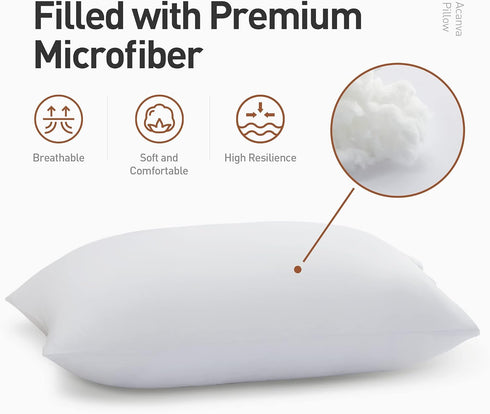 Acanva Bed Pillows for Sleeping 1 Pack with Luxury Hotel Quality, Super Plush 3D Fiber Filling, Top-end Microfiber Cover for Side Stomach Back Sle...