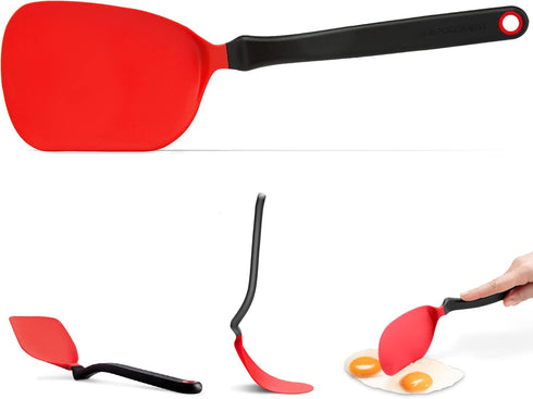 Dreamfarm Chopula Non-Stick-Safe Super-Flexible Sit-Up Spatula with Strong Flat Edge to Separate Food - 12" Red...