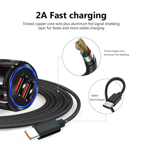 Fast Car Charger Adapter USB C Charging Cable Cord for T-Mobile REVVL 6 PRO 5G/REVVL V+ 4 4+ 2 Plus 4 Plus/Revvlry+, Cat S62 Pro S62 S61 S52 S22, ...