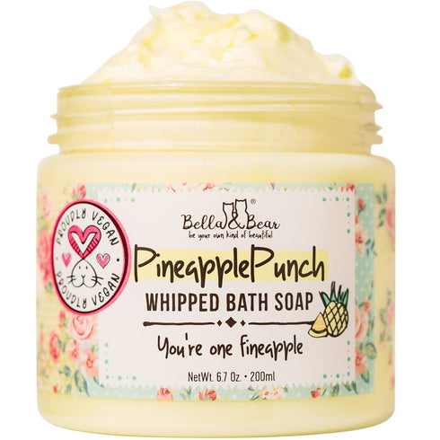 Bella & Bear Pineapple Whipped Soap - Paraben Free - Cruelty-Free Vegan Body Wash And Shave Cream, 6.7oz (6.7 oz)...
