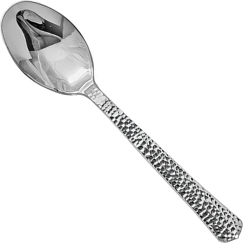 Kaya Shiny Metallic Silver Hammered Disposable Plastic Spoons (Pack of 20) - Durable & Stylish Design - Perfect for Parties & Entertaining...