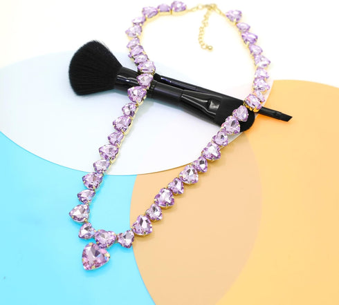 JNF Crystal Rhinestone Choker Collar Necklace For Women Colorful Bling Neck Chain Trendy Sparkly Statement Piece Crystal Rhinestone Heart Bib Neck...