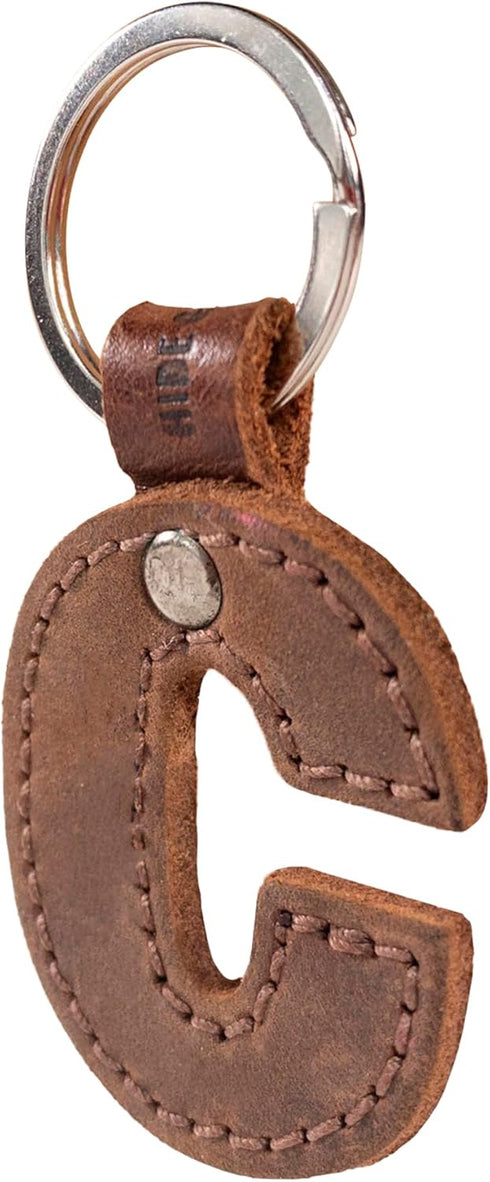 Hide & Drink Thick Leather Alphabet Letter Keychains Handmade Bourbon Brown...