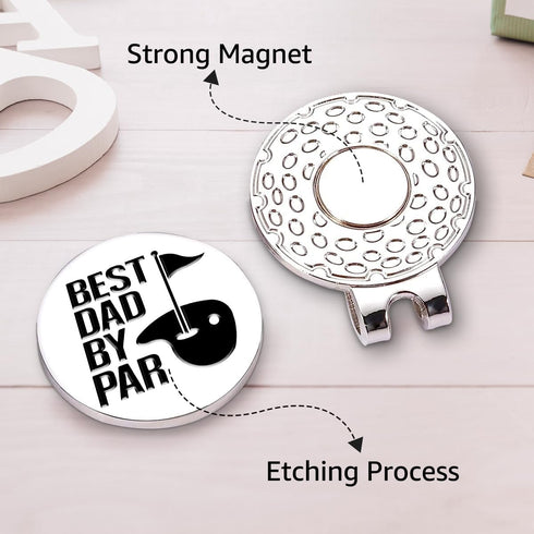 Best Dad by Par Golf Ball Marker with Magnetic Hat Clip, Funny Golf Accessories and Golf Gifts for Men Dad Grandpa, Birthday for Golf Fan Golfer G...