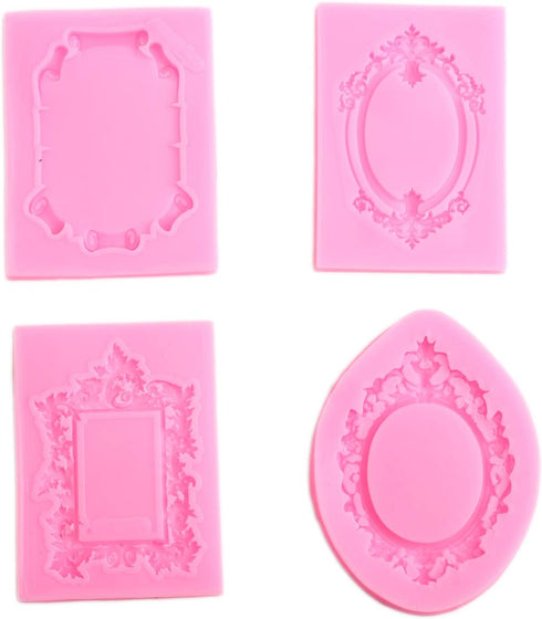 Mujiang Baroque Style Fondant Molds - Curlicues Scroll Lace Photo Frame Silicone Molds Sugarcraft Cake Border Decoration Set Of 4...