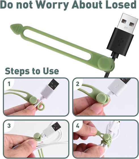 3PCS Silicone Headphone Organizer with 3PCS Silicone Cable Ties, Abnaok Data Cable Storage Case, Portable Wired Headphone Organizer Reusable Cable...