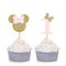 First Birthday Party Picks - Pink and Gold Baby Girl Birthday Cupcake Toppers Cake Appetizer Decorations - Set of 24...